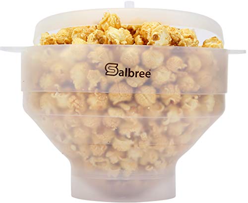 Salbree Mikrowellen-Popcorn-Popper, Silikon-Popcorn-Maschine, zusammenklappbar, mikrowellengeeignet, kein Öl erforderlich, die meisten Farben erhältlich (transparent) von Salbree