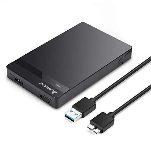 SALCAR 2,5 Zoll USB 3.0 HDD SSD Festplattengehäuse für 2,5" SATA HDD und SSD mit USB 3.0 Kabel, werkzeuglos (Schwarz) von SALCAR