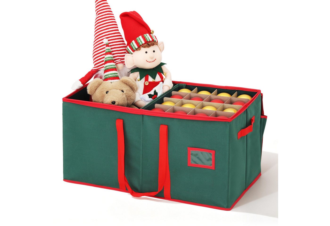 Salcar Aufbewahrungsbox Weihnachtskugel 128 Fächer Christbaumkugel Aufbewahrungstasche (128 St), 128 Fächer je 8cm, Doppelreißverschluss, Tragegriffe & Etikettenhalter von Salcar
