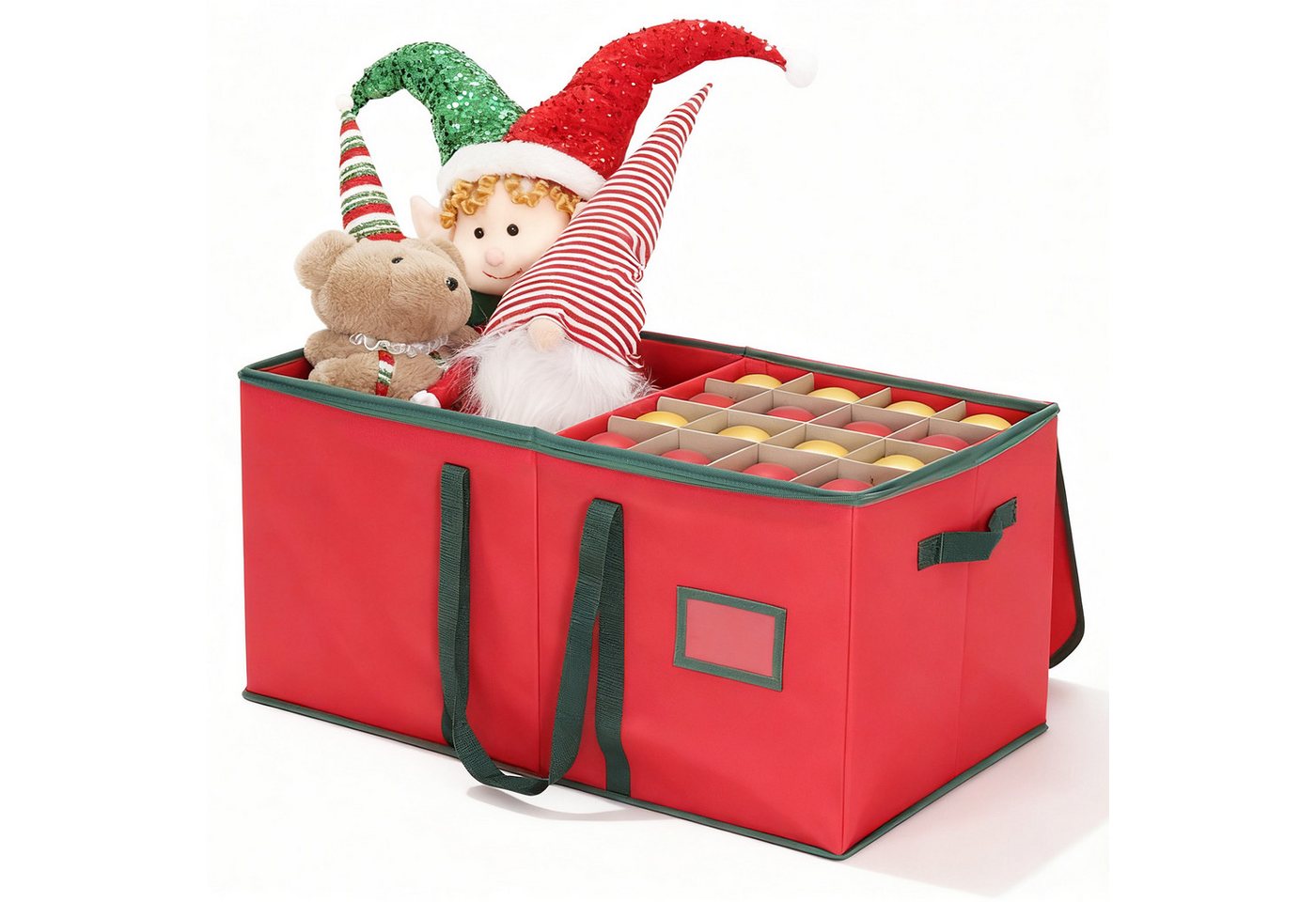 Salcar Aufbewahrungsbox Weihnachtskugel 128 Fächer Christbaumkugel Aufbewahrungstasche (128 St), 128 Fächer je 8cm, Doppelreißverschluss, Tragegriffe & Etikettenhalter von Salcar