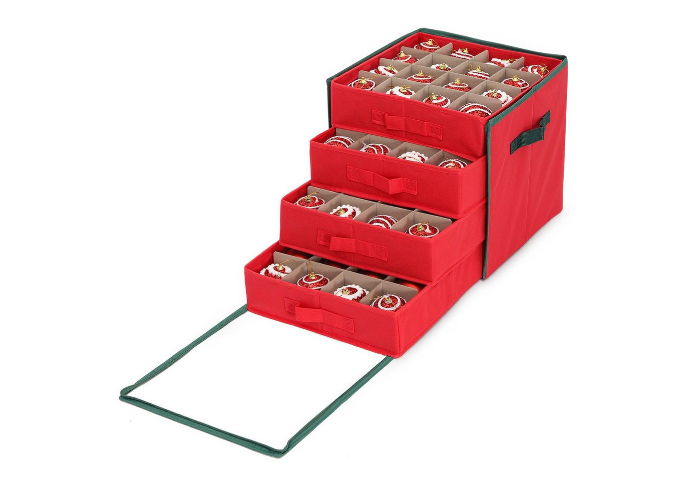 Salcar Aufbewahrungsbox Weihnachtskugel 64 Kugel Aufbewahrungstasche Weihnachten mit 4 Ebenen (64 St), Aufbewahrungsbox für Christbaumkugel mit Verstellbaren Trennwänden von Salcar