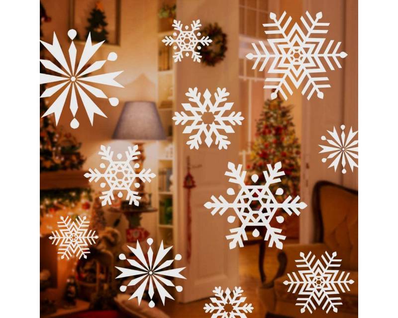 Salcar Fensterbild Fensteraufkleber Weihnachten Schneeflocken Weihnachtsdekoration Deko, 100er-Set Aufkleber in 3 Größen und 4 Formen, Doppelseitig Sichtbar Salcar Fensterbild Fensteraufkleber Weihnachten Schneeflocken Weihnachtsdekoration Deko, 100er-Set Aufkleber in 3 Größen und 4 Formen, Doppelseitig Sichtbar von Salcar