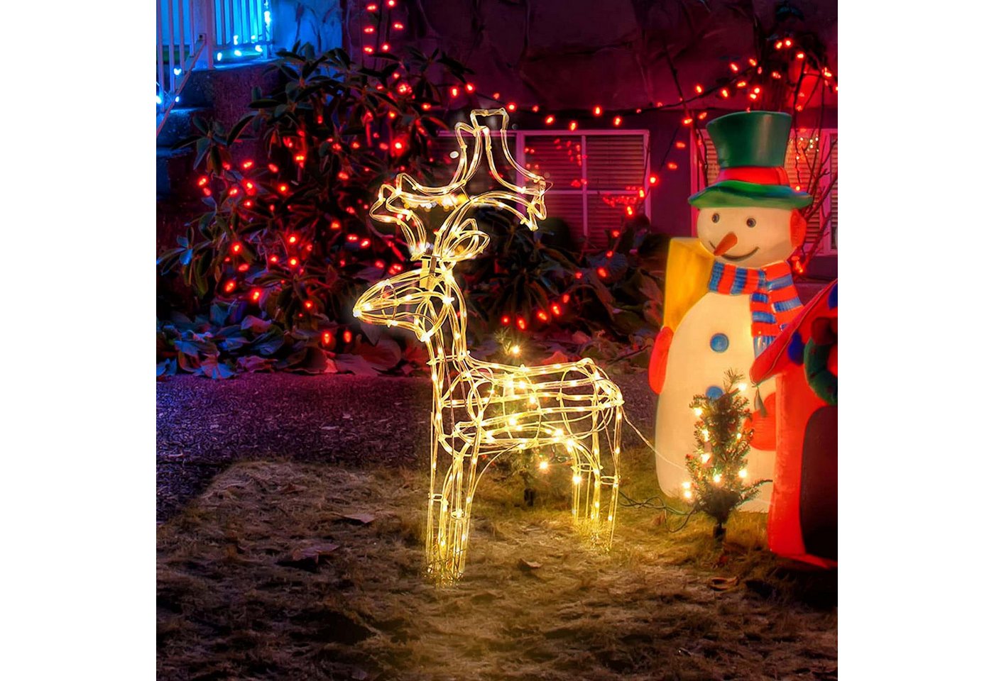 Salcar LED Dekolicht 60cm Rentier Weihnachtsdeko Hirsch Beleuchtet LED Lichtschlauch Elch, LED Dekolicht, LED fest integriert, warm, Weihnachten Deko Außen von Salcar