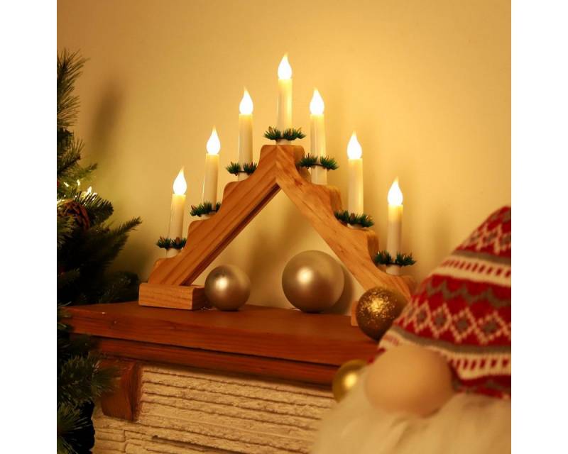 Salcar LED Lichterbogen Schwibbogen Weihnachten mit 7 Spitzkerzen, Holz von Salcar