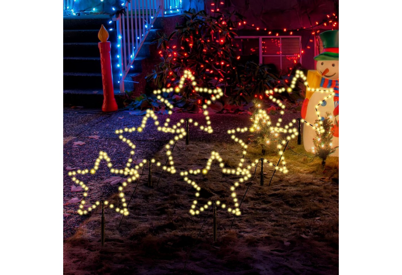 Salcar LED-Lichterkette 3 Stück LED Leuchtstäbe Stern Garten LED Leuchtstern Warmweiß, 30cm 6er Sterne LED Salcar LED-Lichterkette 3 Stück LED Leuchtstäbe Stern Garten LED Leuchtstern Warmweiß, 30cm 6er Sterne LED von Salcar