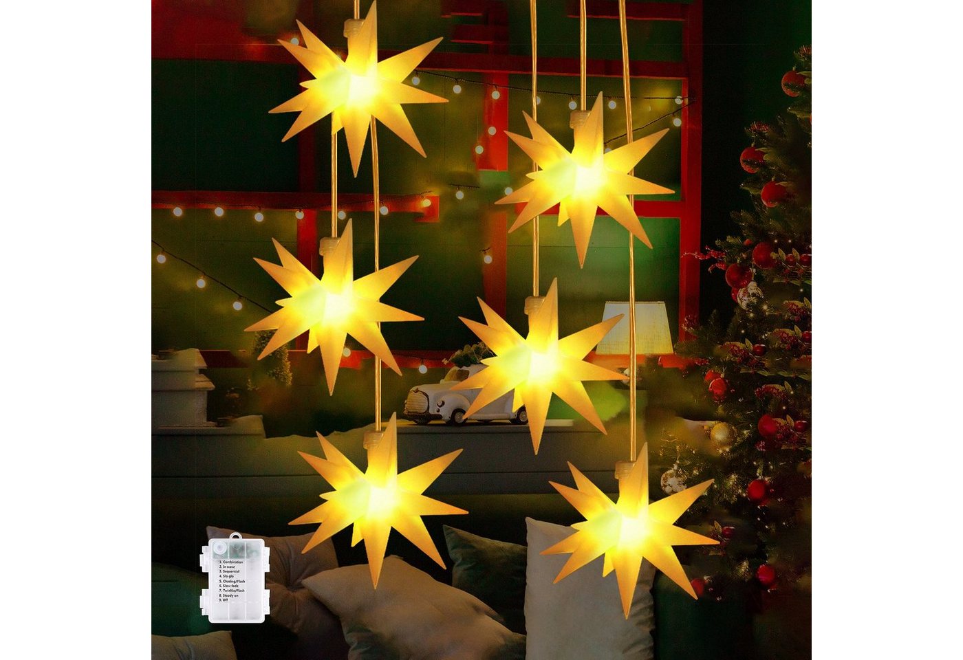 Salcar LED-Lichterkette 3D LED Weihnachtsstern Beleuchtet LED Explodierende Sterne 3er/6er, 3D Leuchtstern Weihnachten Fenster Outdoor Weihnachtsdeko Warmweiß Salcar LED-Lichterkette 3D LED Weihnachtsstern Beleuchtet LED Explodierende Sterne 3er/6er, 3D Leuchtstern Weihnachten Fenster Outdoor Weihnachtsdeko Warmweiß von Salcar