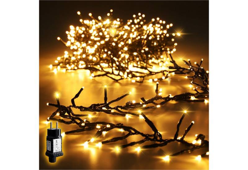 Salcar LED-Lichterkette LED Cluster Lichterkette Außen Weihnachtslichterkette Warmweiß, 2m 200er LED 8 Modi und Memory, Wasserdicht Christbaumbeleuchtung von Salcar
