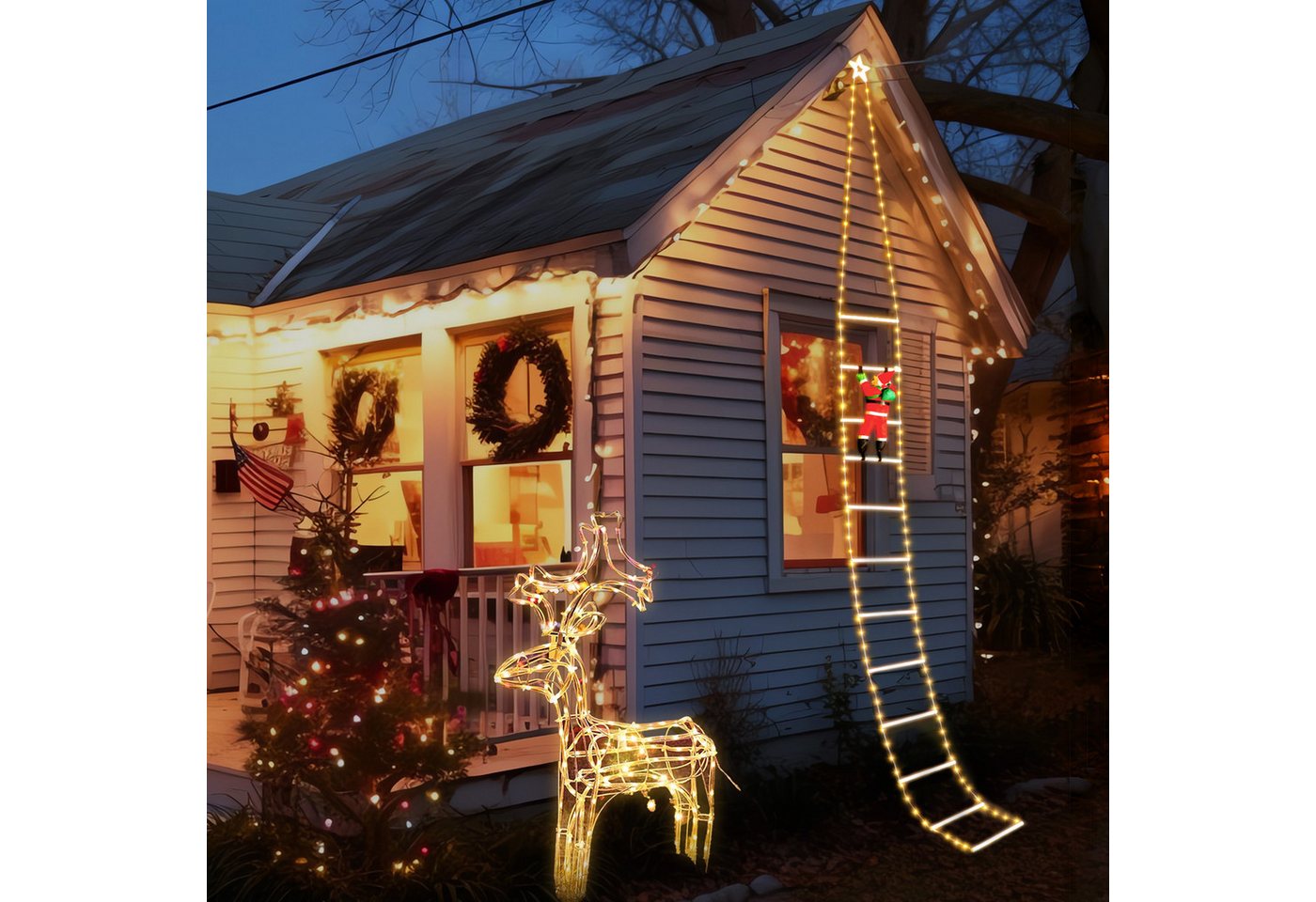 Salcar LED-Lichterkette LED-Lichterkette 3M LED Weihnachtsmann Leiter LED Lichterkette, Timer, Speicherfunktion, 8 Modi Kletternder Weihnachtsmann Aussen Salcar LED-Lichterkette LED-Lichterkette 3M LED Weihnachtsmann Leiter LED Lichterkette, Timer, Speicherfunktion, 8 Modi Kletternder Weihnachtsmann Aussen von Salcar