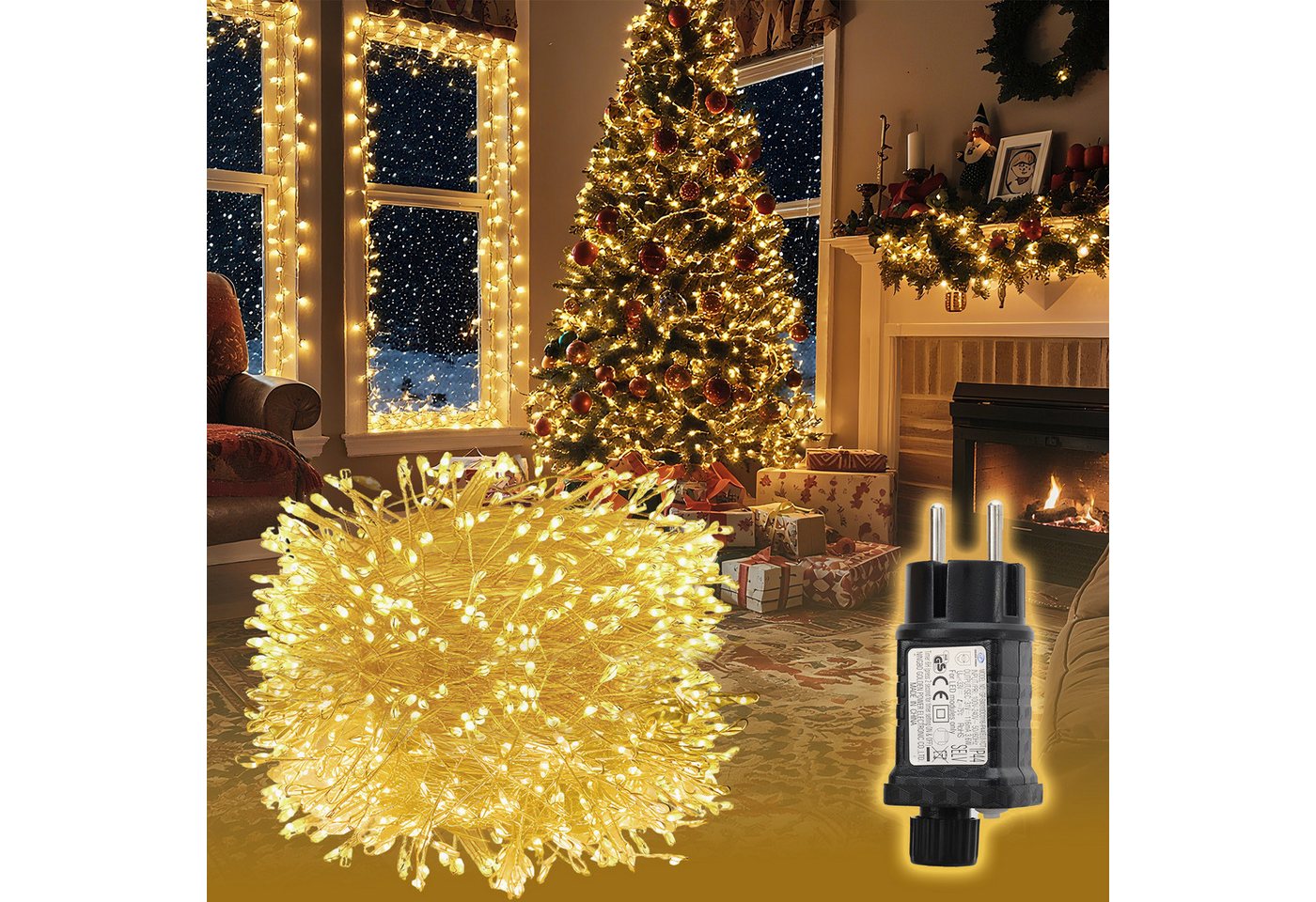 Salcar LED-Lichterkette LED-Lichterkette Aussen Cluster Weihnachtslichterkette Warmweiß, 5M-200 LEDs, 8 Modi, Timer & Memory für Weihnachtsdeko Innen & Außen Salcar LED-Lichterkette LED-Lichterkette Aussen Cluster Weihnachtslichterkette Warmweiß, 5M-200 LEDs, 8 Modi, Timer & Memory für Weihnachtsdeko Innen & Außen von Salcar