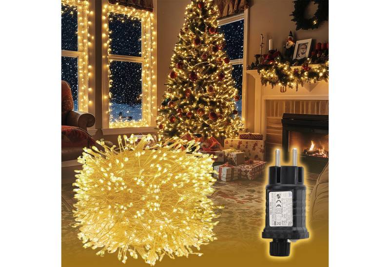 Salcar LED-Lichterkette LED-Lichterkette Aussen Cluster Weihnachtslichterkette Warmweiß, 5M-200 LEDs, 8 Modi, Timer & Memory für Weihnachtsdeko Innen & Außen von Salcar