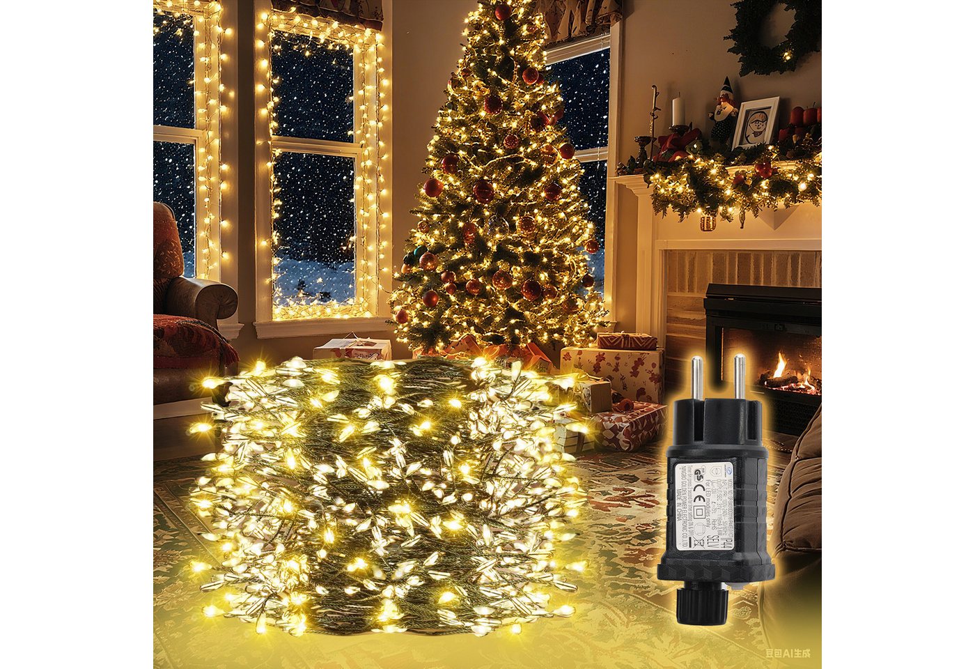Salcar LED-Lichterkette LED-Lichterkette Aussen Cluster Weihnachtslichterkette Warmweiß, 5M-200 LEDs, 8 Modi, Timer & Memory für Weihnachtsdeko Innen & Außen Salcar LED-Lichterkette LED-Lichterkette Aussen Cluster Weihnachtslichterkette Warmweiß, 5M-200 LEDs, 8 Modi, Timer & Memory für Weihnachtsdeko Innen & Außen von Salcar