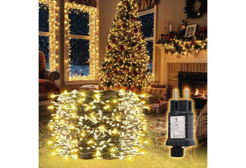 Salcar LED-Lichterkette LED-Lichterkette Aussen Cluster Weihnachtslichterkette Warmweiß, 5M-200 LEDs, 8 Modi, Timer & Memory für Weihnachtsdeko Innen & Außen von Salcar