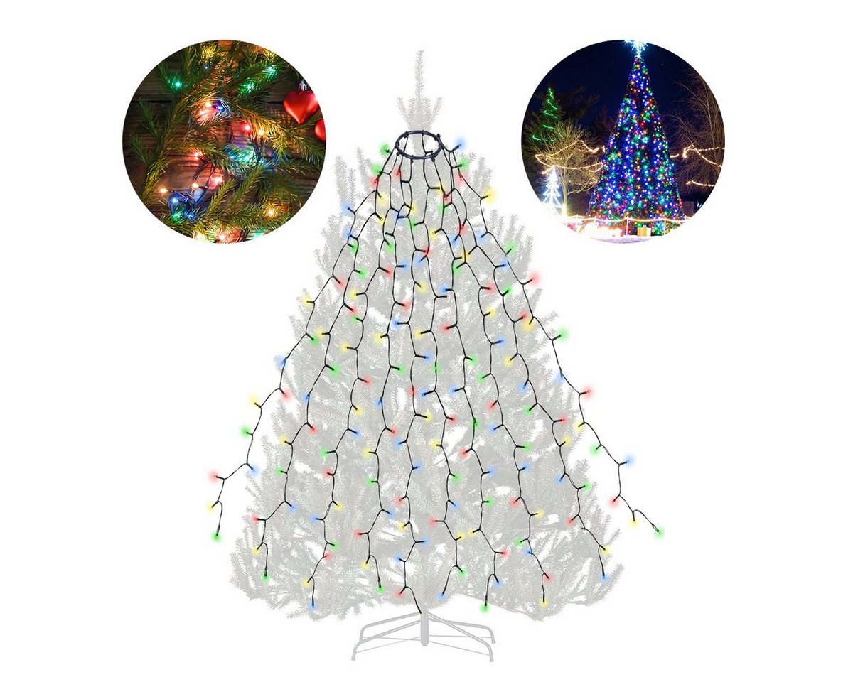 Salcar LED-Lichterkette LED Lichterkette Weihnachtsbaum LED-Baummantel Lichterkette außen, mit ring 9 Modi Stromversorgung über Stecker wasserdicht bunt 3m von Salcar