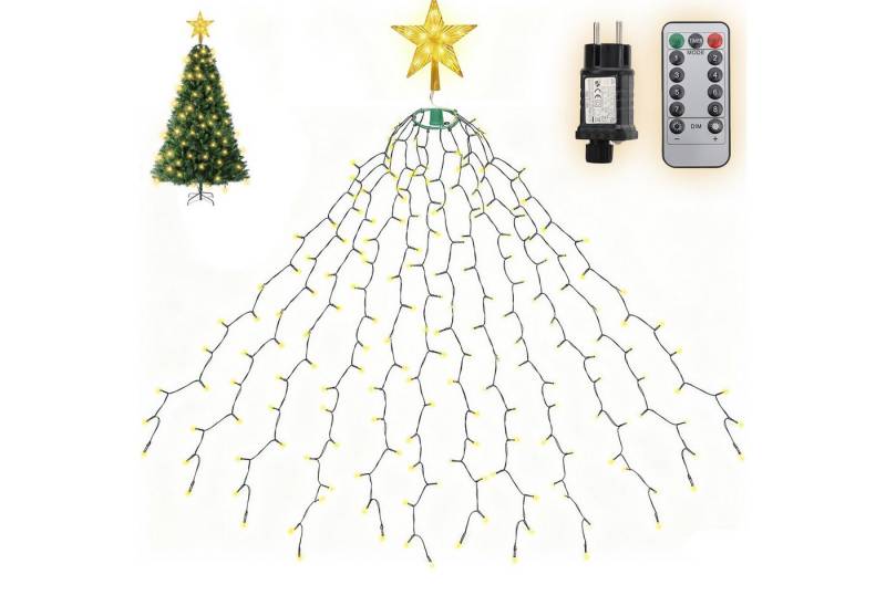 Salcar LED-Lichterkette LED Lichterkette Weihnachtsbaum mit Ring weihnachtsbaumbeleuchtung, Fernbedienung 2m 430 LED mit 12 Girlanden mit Baumspitze-Stern von Salcar