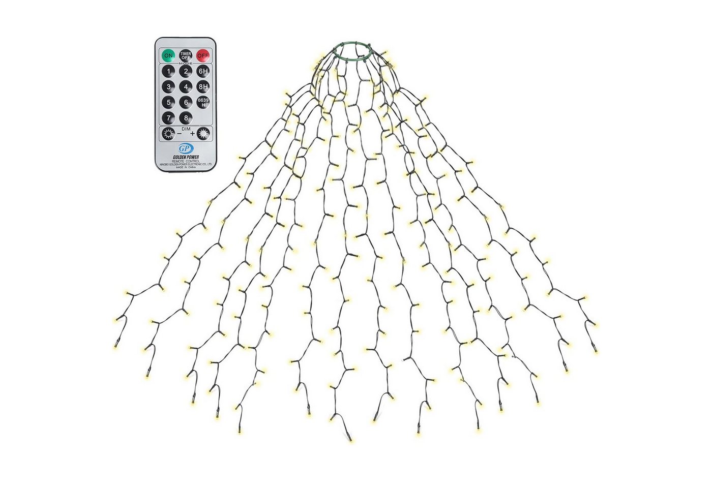 Salcar LED-Lichterkette LED Lichterkette Weihnachtsbaum mit Ring weihnachtsbaumbeleuchtung, Fernbedienung 3m mit 14 Girlanden 490 LED für 210cm- 350cm Tannenbaum von Salcar