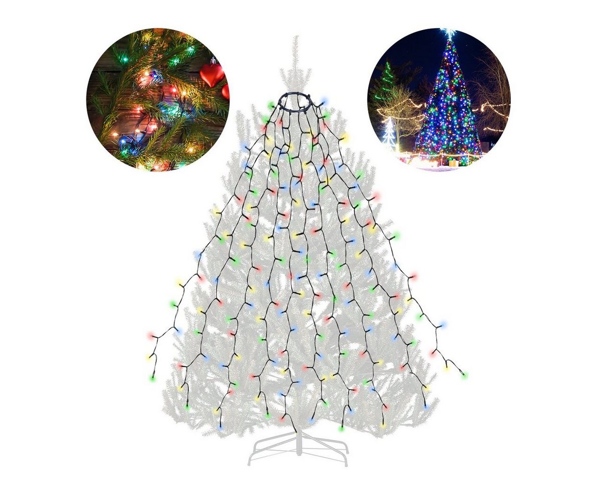 Salcar LED-Lichterkette LED Lichterkette Weihnachtsbaum mit Ring weihnachtsbaumbeleuchtung, Wasserdicht/ 9 Modi/ 10 Girlanden/ 3m für 120cm-350cm Tannenbaum von Salcar
