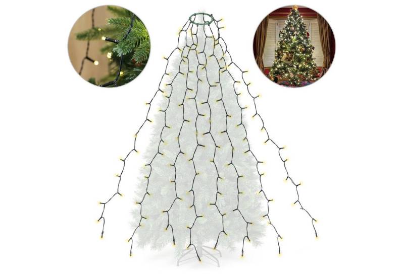 Salcar LED-Lichterkette LED Lichterkette Weihnachtsbaum mit Ring weihnachtsbaumbeleuchtung, 9 Modi/ 2m 8 Girlanden für 150cm - 240cm Tannenbaum von Salcar