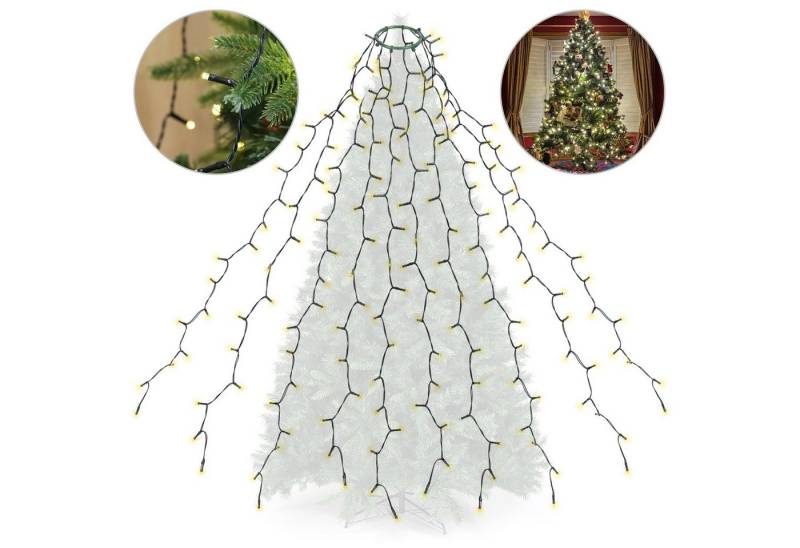 Salcar LED-Lichterkette LED Lichterkette Weihnachtsbaum mit Ring weihnachtsbaumbeleuchtung, Wasserdicht/ 9 Modi/ 3m 10 Girlanden für 120cm - 350cm Tannenbaum von Salcar