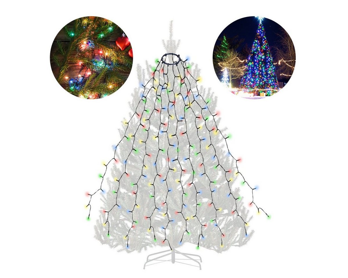 Salcar LED-Lichterkette LED Lichterkette Weihnachtsbaum mit Ring weihnachtsbaumbeleuchtung, Wasserdicht/ 9 Modi/ 3m 10 Girlanden für 120cm - 350cm Tannenbaum von Salcar