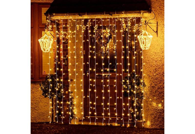Salcar LED-Lichterkette LED Lichtvorhang Weihnachten Lichterkette 8 Beleuchtungsmodi, Timer und Memory-Funktion, Spritzwassergeschützt, 2 x 2m Warmweiß von Salcar