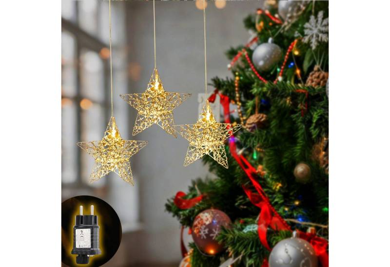 Salcar LED-Lichterkette LED Stern Warmweiß Ø15cm Fensterdeko Sterne LED Weihnachtsdeko, 3 Sterne mit Timer Steckerbetrieb für Weihnachten & Partys von Salcar