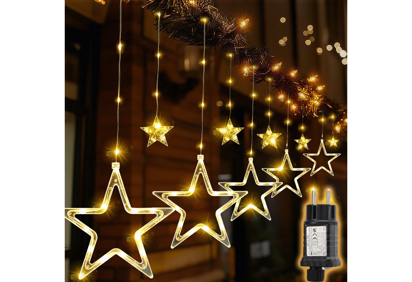 Salcar LED-Lichterkette LED Sterne 2m 160 LED Lichtervorhang Weihnachten Lichterkette Außen, 2m 160 LED Bunt, 8 Modi, Timer und Memory Salcar LED-Lichterkette LED Sterne 2m 160 LED Lichtervorhang Weihnachten Lichterkette Außen, 2m 160 LED Bunt, 8 Modi, Timer und Memory von Salcar