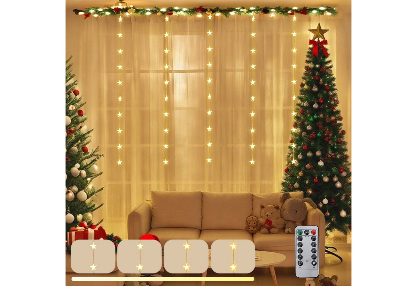 Salcar LED-Lichterkette LED Sternen Lichterkette Weihnachts LED Lichterkette Vorhang USB Salcar LED-Lichterkette LED Sternen Lichterkette Weihnachts LED Lichterkette Vorhang USB von Salcar