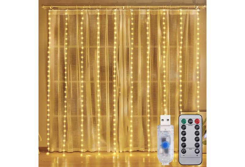Salcar LED-Lichterkette Lichtervorhang Innen 8 Modi LED Lichterkette Vorhang Innen Außen von Salcar