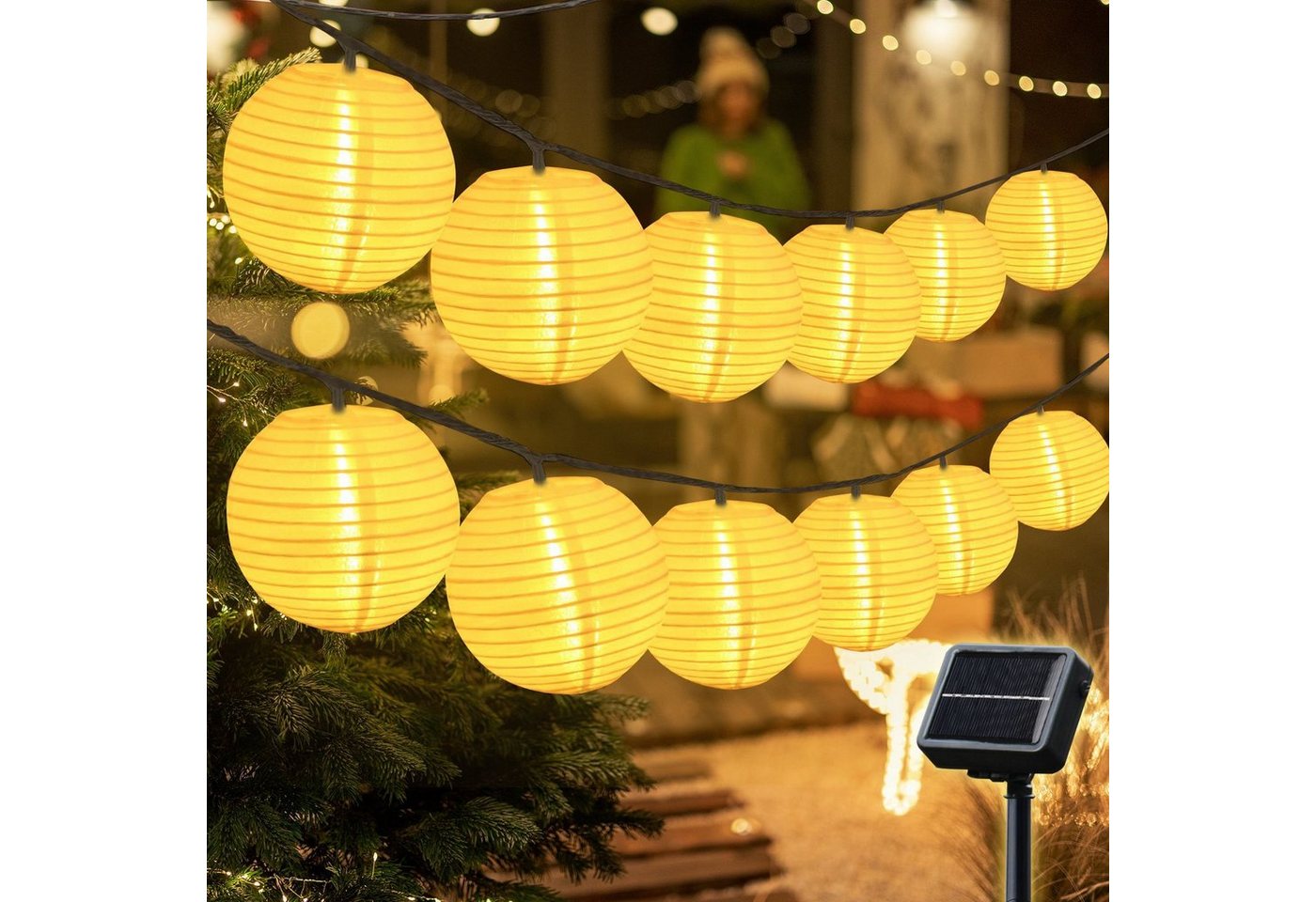 Salcar LED-Lichterkette 10m Lampions Lichterkette Solar Außen Garten LED von Salcar