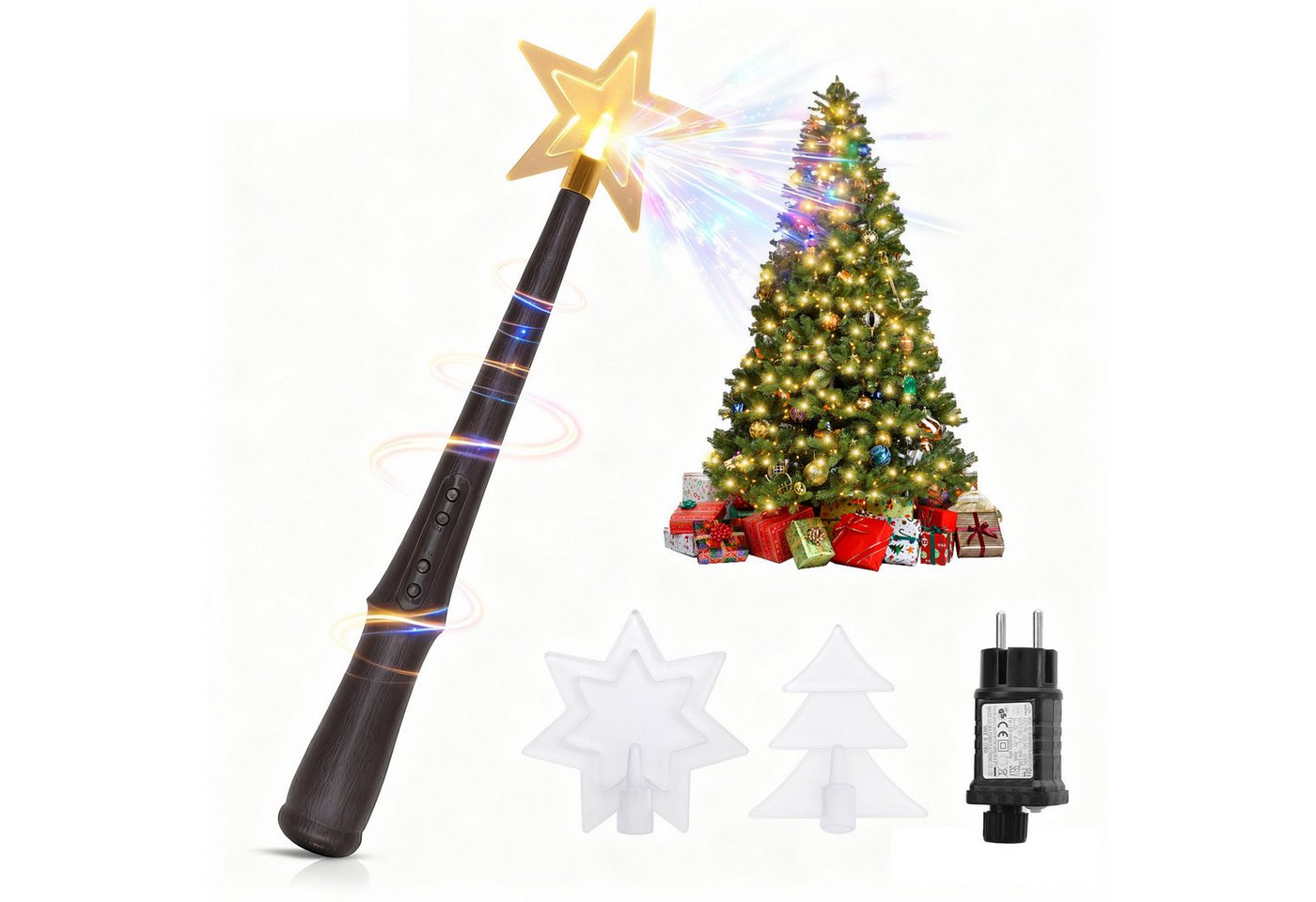 Salcar LED-Lichterkette Zauberstab Leuchtend, Magischer Zauberstab mit Licht und Sound, 31V 6W Zauberstab-Schalter-Set für Halloween, Weihnachten Party Deko von Salcar