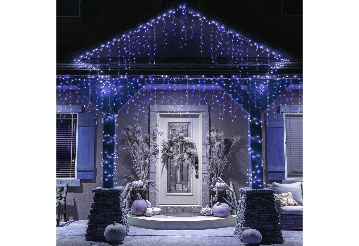 Salcar LED-Lichtervorhang LED Lichterkette Eisregen Lichtervorhang Weihnachtsdeko Aussen 8 Modi von Salcar