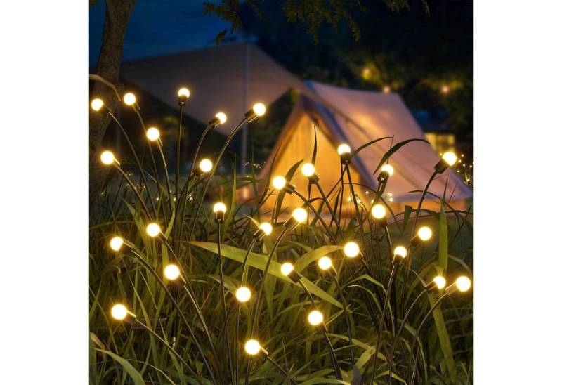 Salcar LED Solarleuchte 2/4er -Pack LED Solarleuchte Solarlampen Außen Glühwürmchen Leuchte, Warmweiß 6 LED Glühwürmchen Solarleuchten für Garten Wasserdicht von Salcar