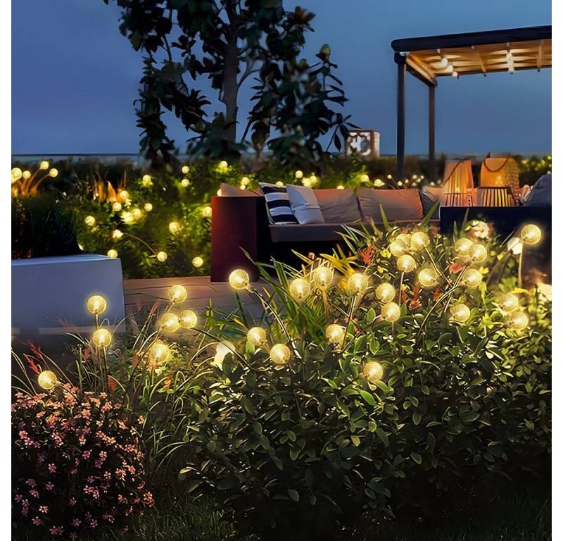 Salcar LED Solarleuchte 2er LED Solarleuchte Kugel Warmweiß Garten Solar Lampen für Außen, Warmweiß, 2 Modi, 8 Lampen, Automatische Beleuchtung von Salcar