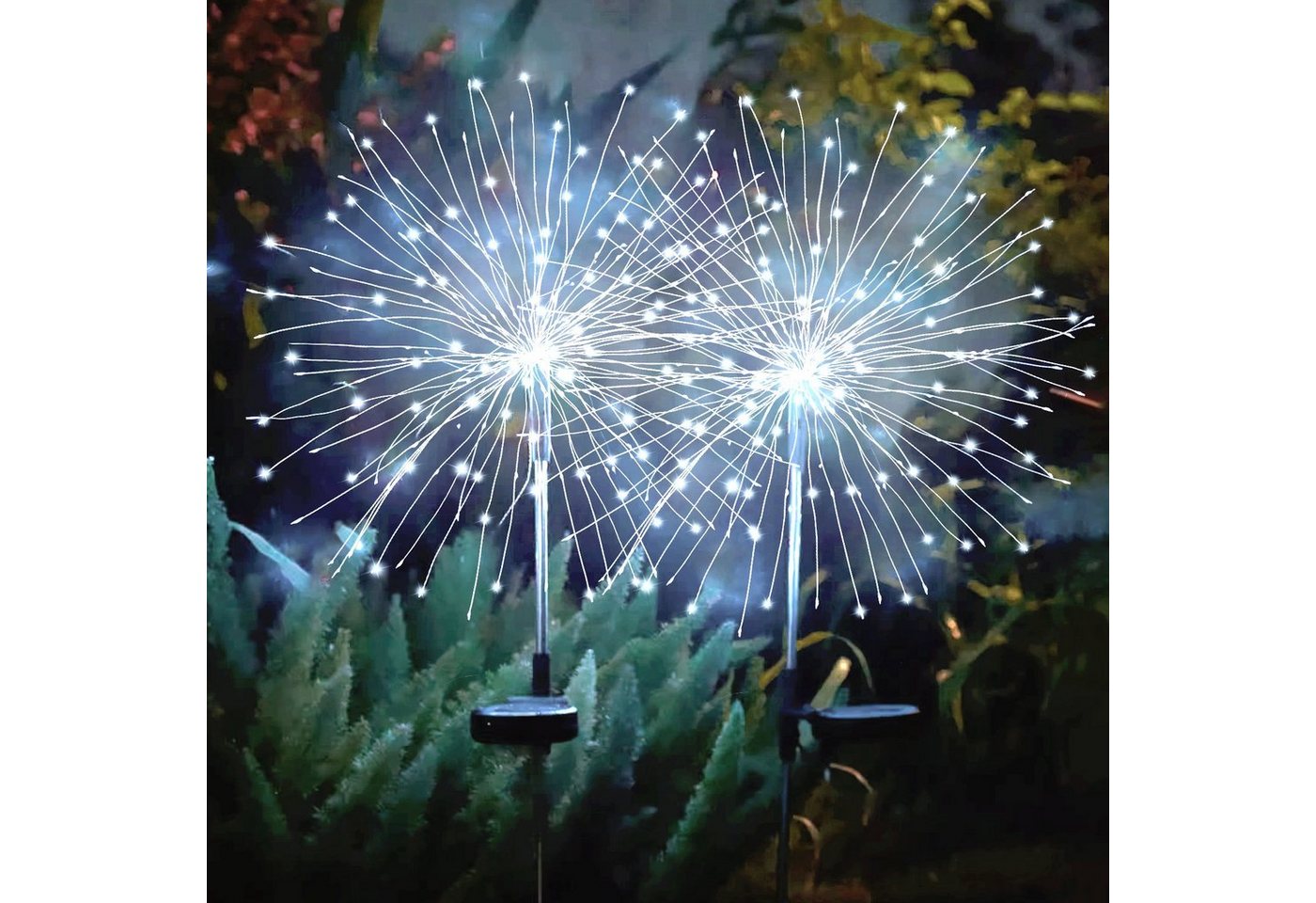 Salcar LED Solarleuchte 2er Set LED Solarleuchte Solarlampe Feuerwerk Solar Gartenleuchte, 8 Modi Solarleuchten für Garten Außen LED Feuerwerk Licht mit Erdspieß von Salcar