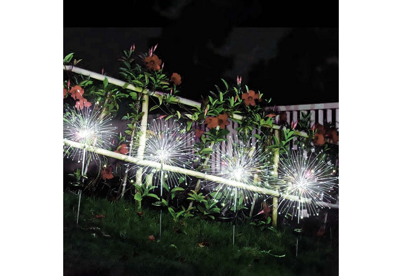 Salcar LED Solarleuchte 2er Set LED Solarleuchte Solarlampe Feuerwerk Solar Gartenleuchte, 8 Modi Solarleuchten für Garten Außen LED Feuerwerk Licht mit Erdspieß von Salcar