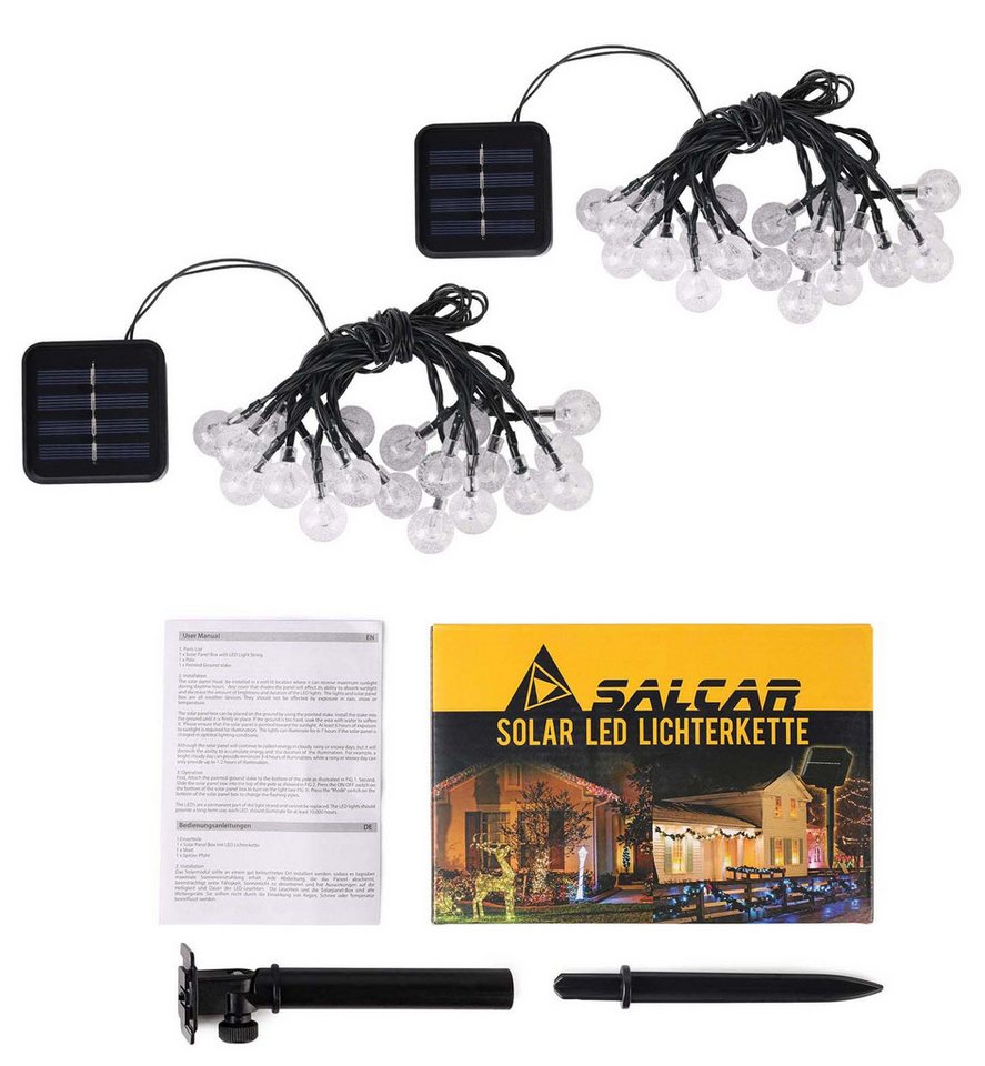 Salcar LED Solarleuchte 5m LED Lichterkette Solar Kristallkugel Warmweiß von Salcar