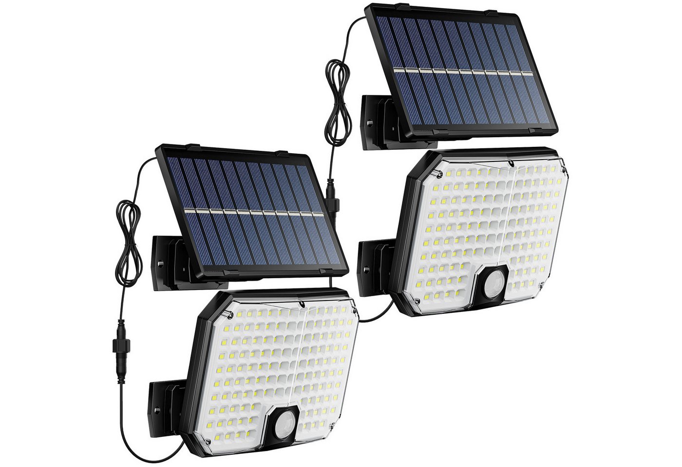 Salcar LED Solarleuchte Garten Solar Wandleuchte 124 LED Solarlampen für Außen 1/2 Stücke, Wasserdichte Solarleuchte für Außen mit Bewegungsmelder mit 5m Kabel von Salcar