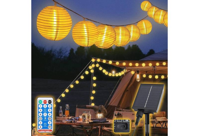 Salcar LED Solarleuchte Solar Lichterkette Lampion Außen Lichterkette Laternen Gartenleuchte, 15m 50 Lampions mit Fernbedienung, IP44, Garten, Balkon, Hof Deko von Salcar
