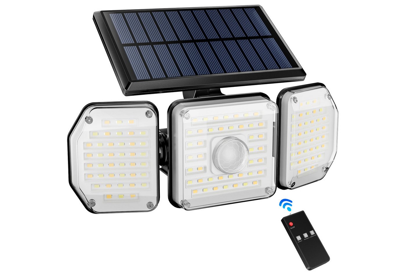 Salcar LED Solarleuchte Solarleuchte 122 LED für Außen mit Bewegungsmelder Wasserdicht, Solar Außenleuchte Wandleuchte 3 Lichtmodi, mit Fernbedienung von Salcar