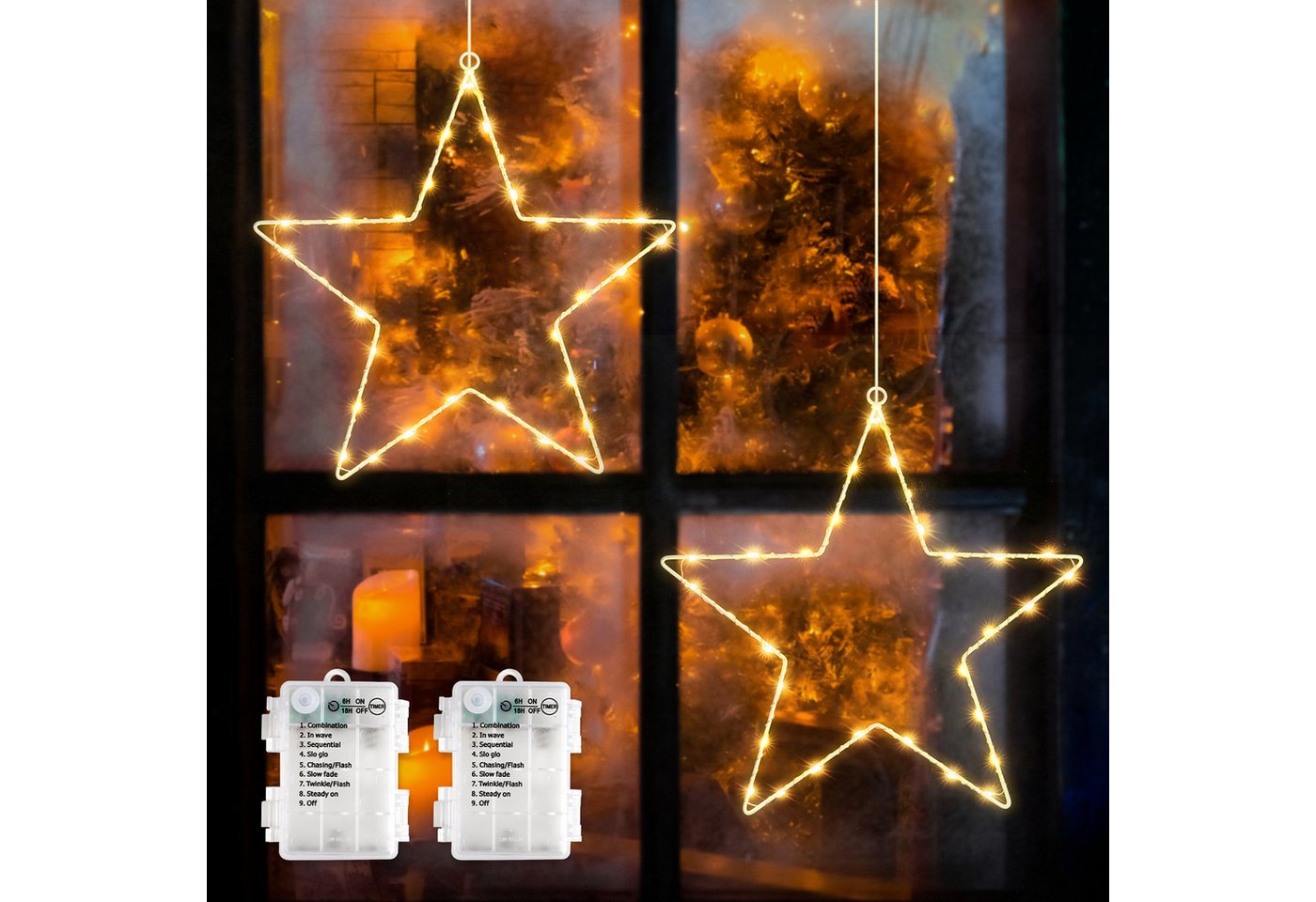Salcar LED Stern LED Fensterdeko SternLED Weihnachtsstern Fensterlichter Weihnachtsdeko, LED fest integriert, Batteriebetrieben mit Timer, 8 Modi Weihnachtsbeleuchtung Salcar LED Stern LED Fensterdeko SternLED Weihnachtsstern Fensterlichter Weihnachtsdeko, LED fest integriert, Batteriebetrieben mit Timer, 8 Modi Weihnachtsbeleuchtung von Salcar