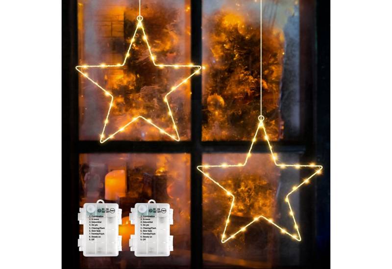 Salcar LED Stern LED Fensterdeko SternLED Weihnachtsstern Fensterlichter Weihnachtsdeko, LED fest integriert, Batteriebetrieben mit Timer, 8 Modi Weihnachtsbeleuchtung von Salcar