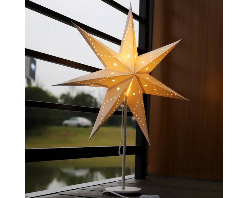 Salcar Papierstern Papierstern LED Beleuchtung Weihnachten Stern Weihnachtsdeko Innen, Weihnachtsdekoration für Wohnzimmer, Schlafzimmer, Fenster, 35cm von Salcar