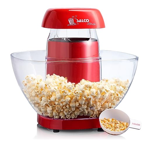 SALCO Retro Hot Air Popcorn Maker Popcorn-Maschine SNP-11 ohne Fett ohne Öl fettfrei Heißluft abnehmbare Schüssel von Salco