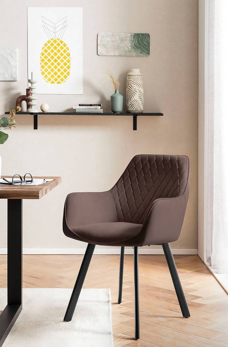 home24 Armlehnenstuhl Ehrenberg 2er-Set 61 x 82 x 68cm Braun/Braun von home24