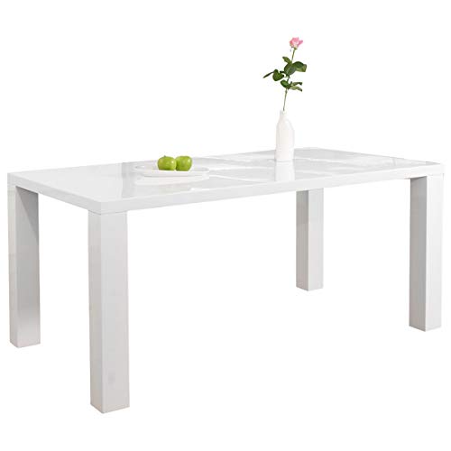 Ess-Tisch weiß Hochglanz aus MDF-Holz 140x90 cm recht-eckig | Luca | Moderner Küchen-Tisch weiss | Vierfußtisch Hochglanz weiß lackiert | Designer Esszimmertisch mit strahlender weißer Farbe Ess-Tisch weiß Hochglanz aus MDF-Holz 140x90 cm recht-eckig | Luca | Moderner Küchen-Tisch weiss | Vierfußtisch Hochglanz weiß lackiert | Designer Esszimmertisch mit strahlender weißer Farbe von SalesFever