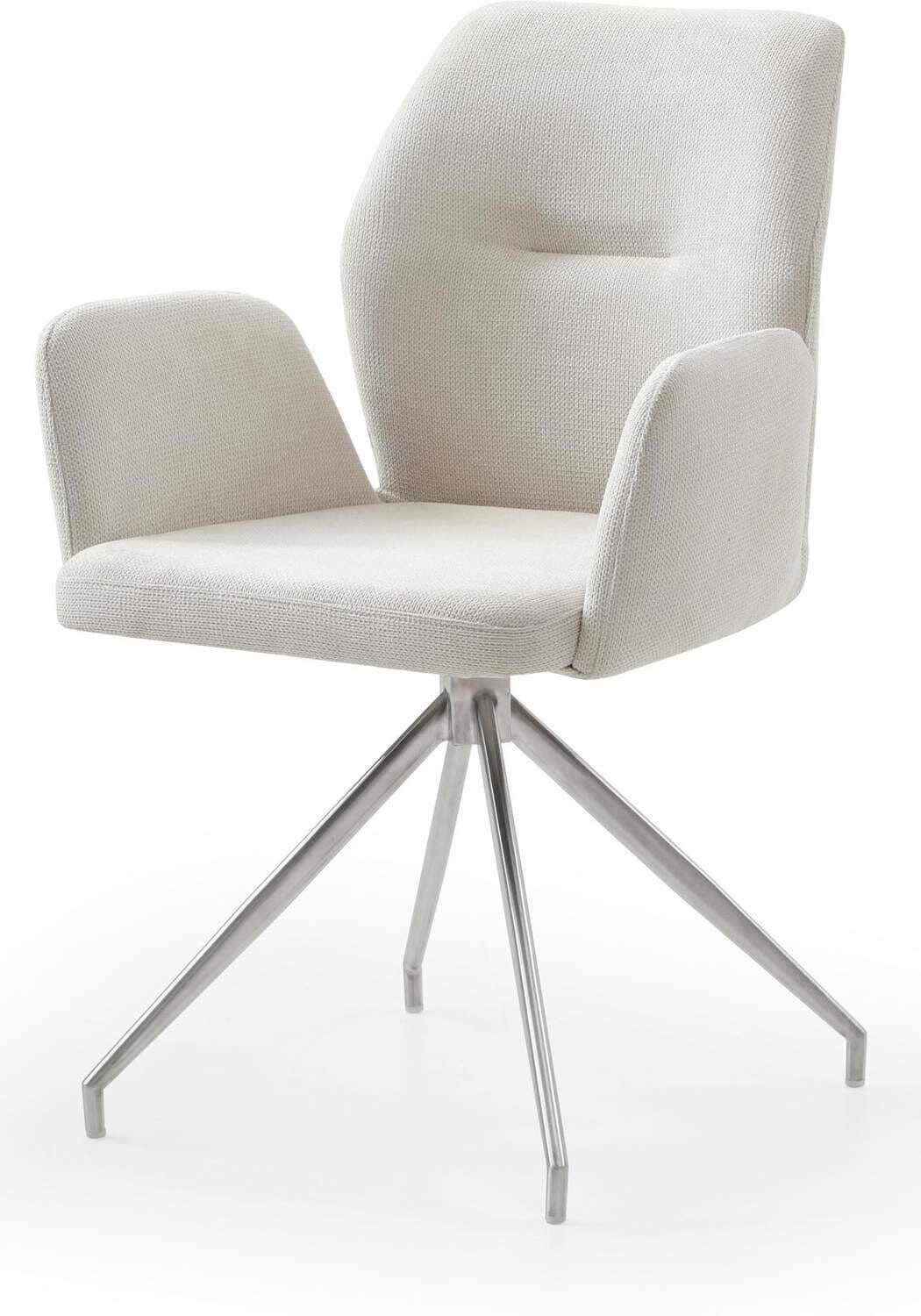 SalesFever Armlehnstuhl mit 180° Drehfunktion Gestell Edelstahl Bezug Creme von SalesFever