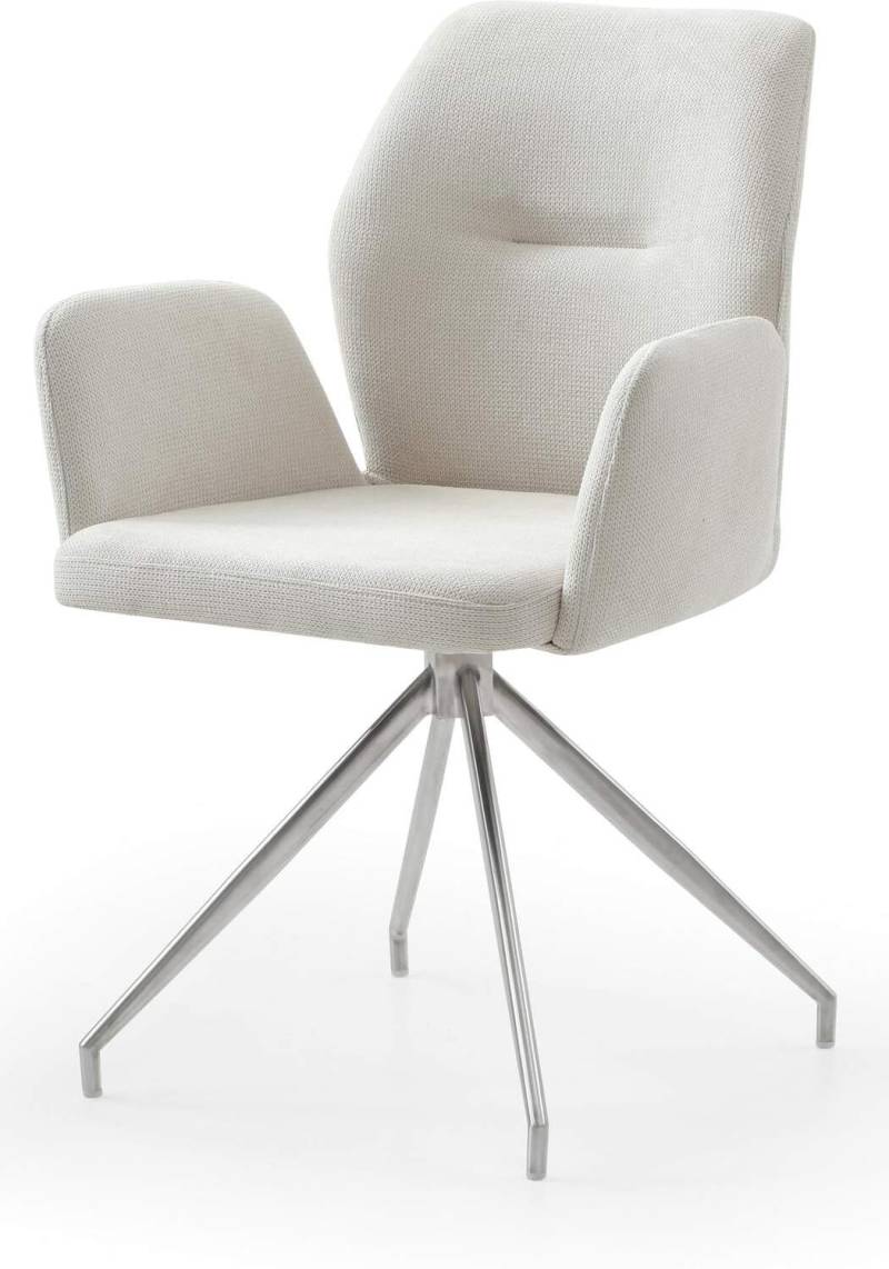 SalesFever Armlehnstuhl mit 180° Drehfunktion Gestell Edelstahl Bezug Creme von SalesFever