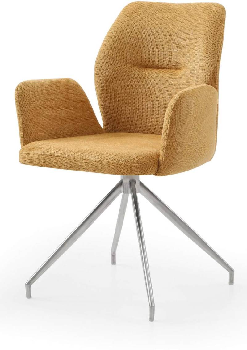 SalesFever Armlehnstuhl mit 180° Drehfunktion Gestell Edelstahl Bezug Gelb von SalesFever