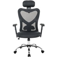 SalesFever Bürostuhl schwarz mit Kopfstützen aus Mesh von SalesFever