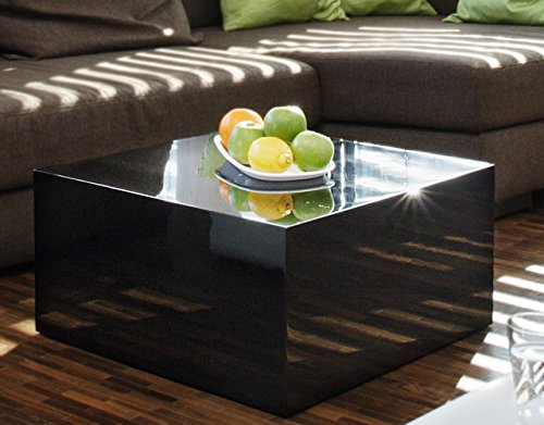 SalesFever Couch-Tisch schwarz Hochglanz quadratisch aus MDF 60x60cm quadratisch | Kuba | Moderner Wohnzimmer-Tisch in schlichtem Design 60cm x 60cm von SalesFever